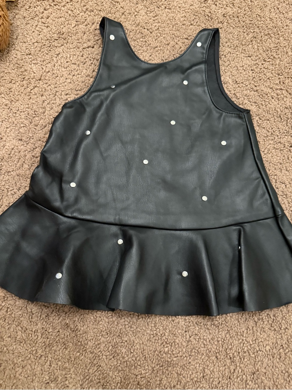 Zara Black Faux Leather Peplum Dress with Silver Studs